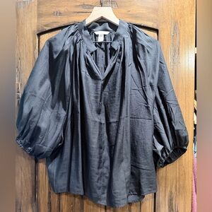 H&M Black Puff Sleeve Blouse – Lightweight Dressy Top XL
